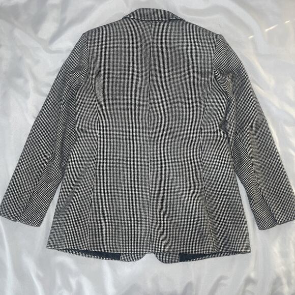 BANANA REPUBLIC Women's 10 Black White Wool Blend Houndstooth Blazer Jacket Coat - Picture 3 of 12